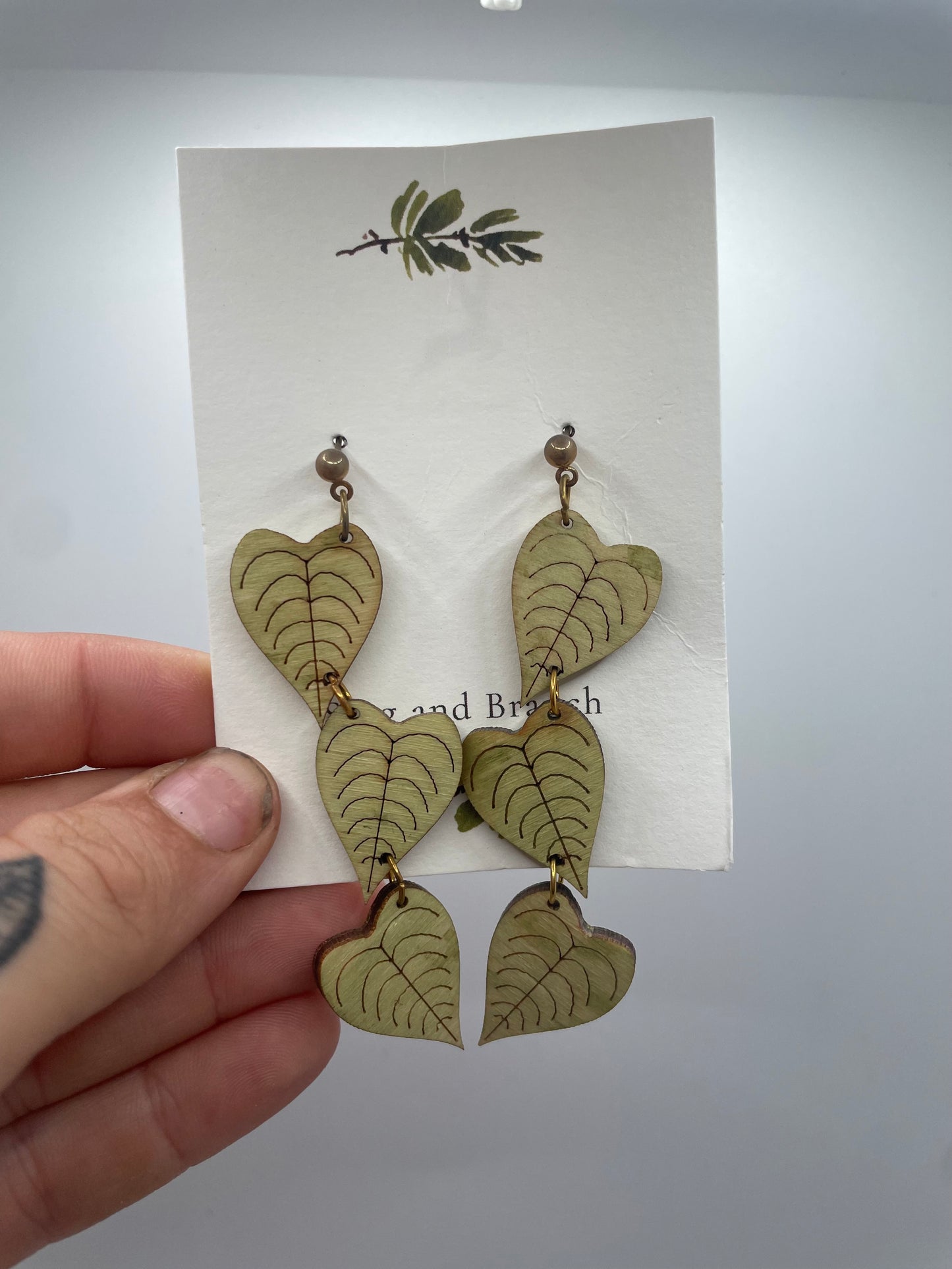 Pothos Vine Wooden Earrings