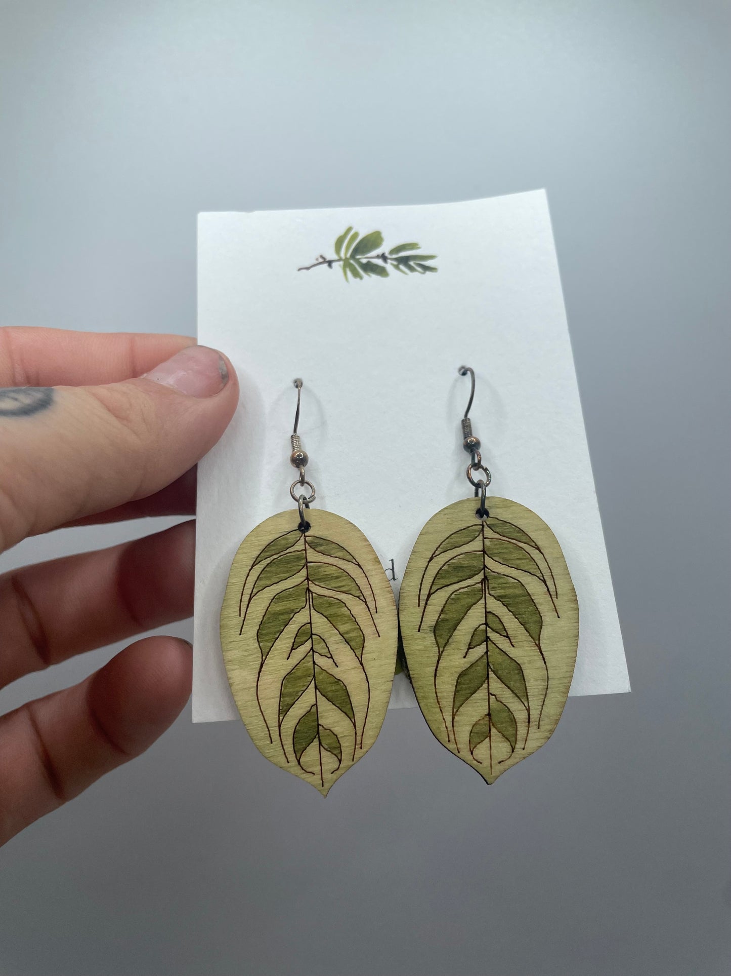 Prayer Plant Wooden Earrings