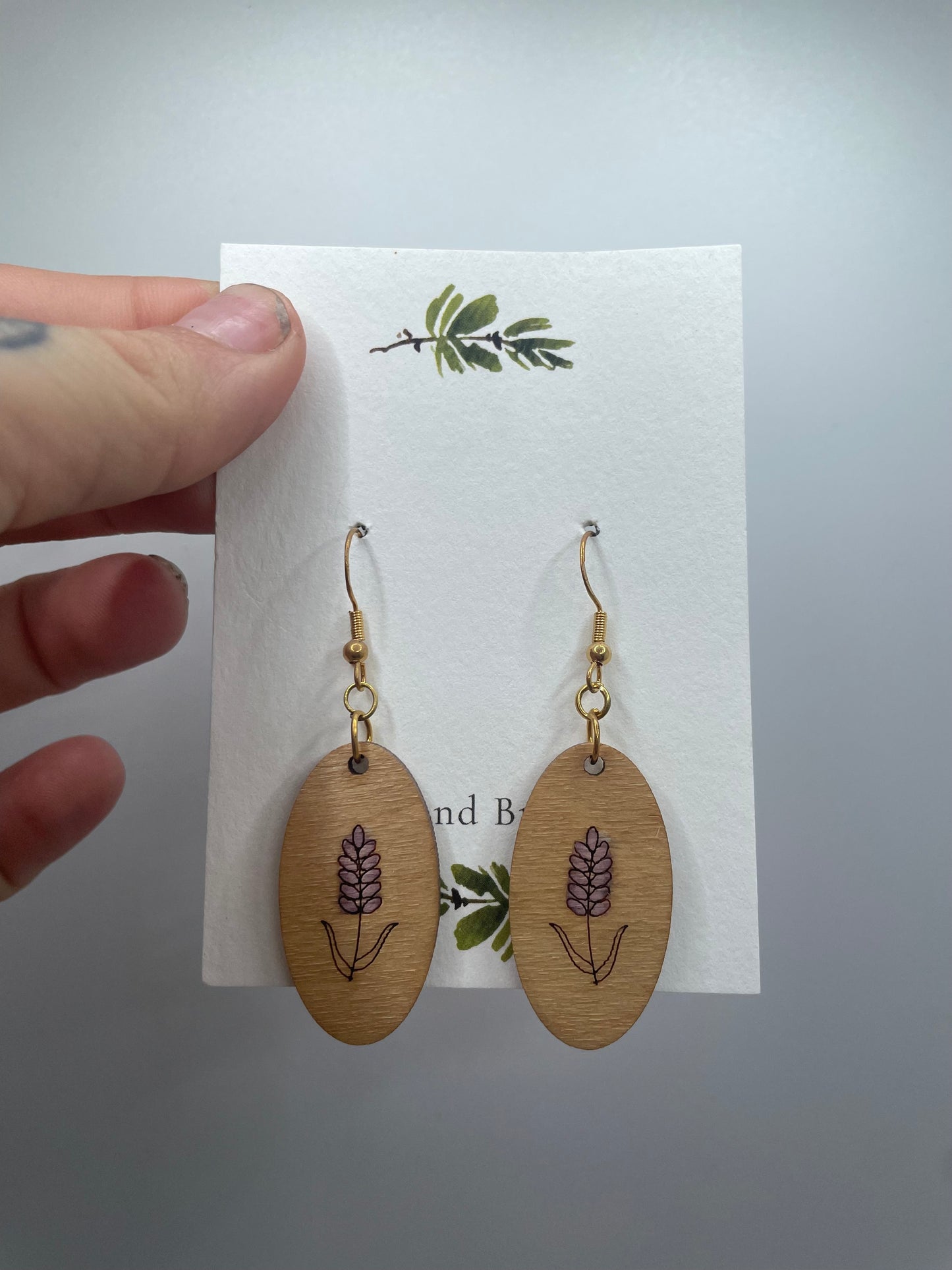 Lavender Wooden Earrings