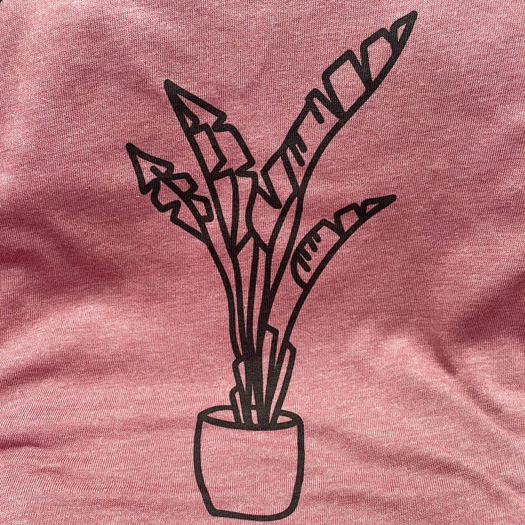 ‘Houseplants are my spirit animal’ pink short sleeve t-shirt