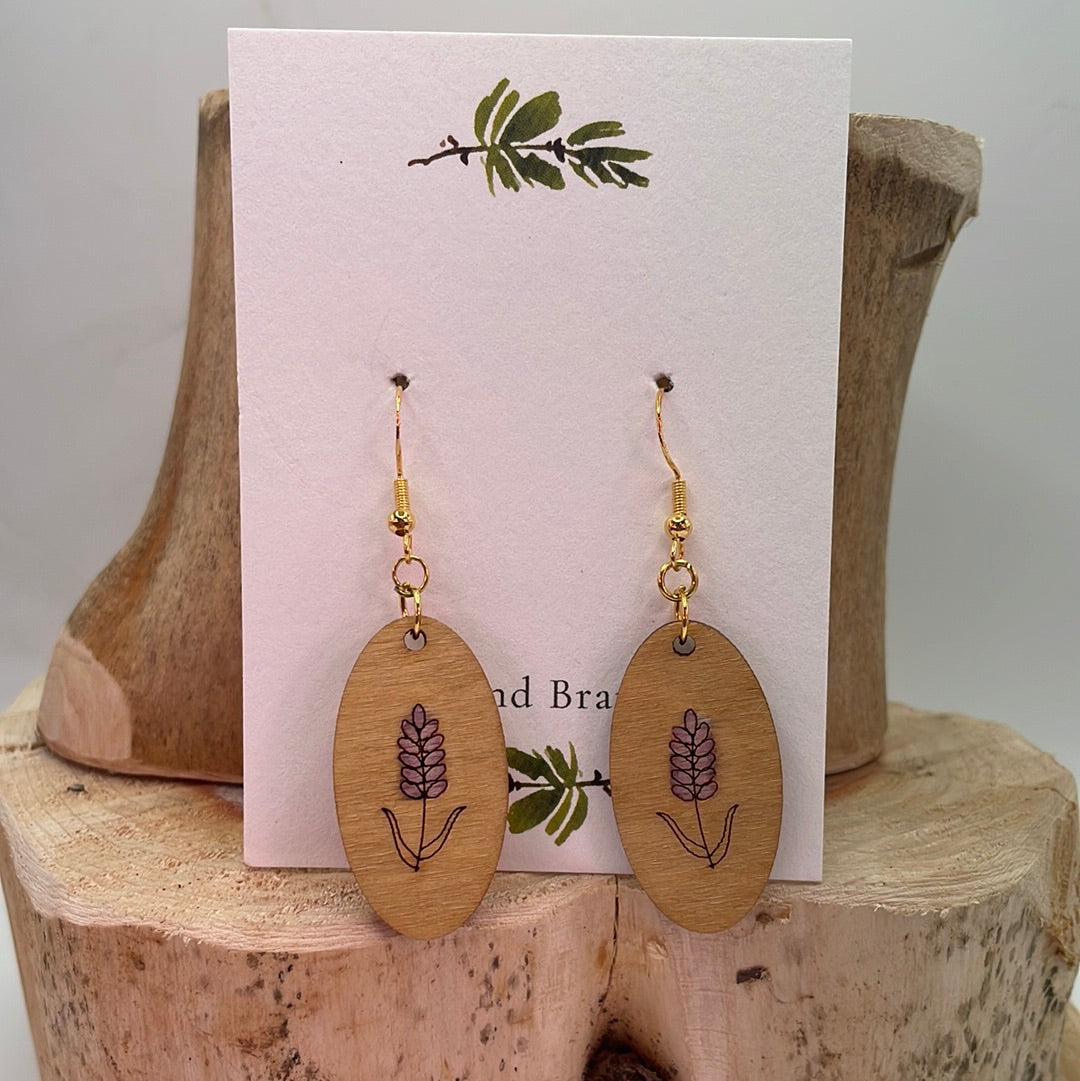 Lavender Wooden Earrings